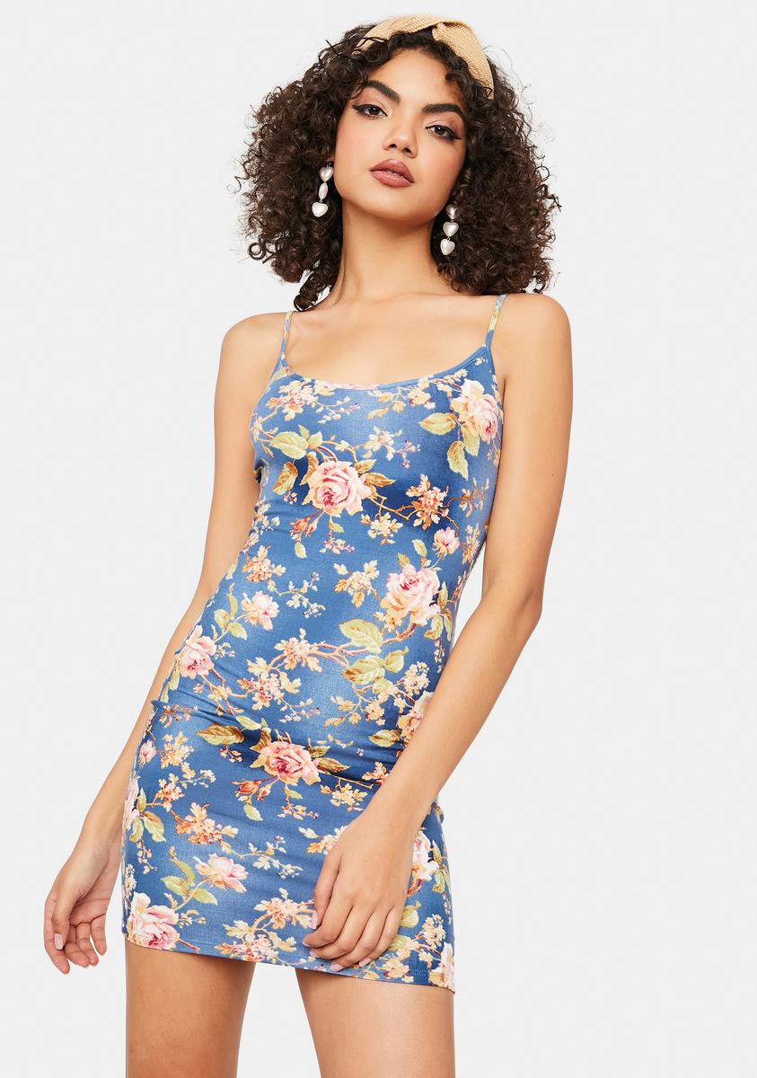 Floral Cami Strap Bodycon Mini Dress