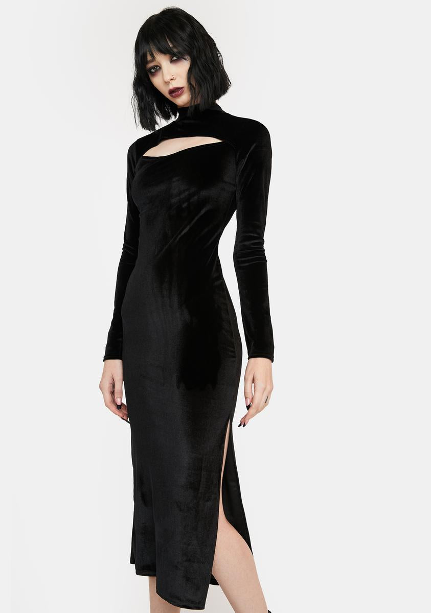 NGOrder Cut Out Velvet Midi Dress