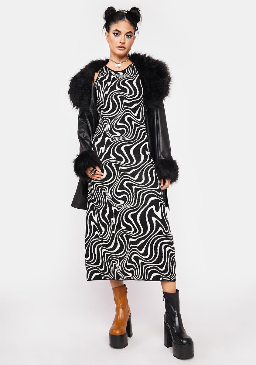 Another Girl Swirl Print Knit Midi Dress