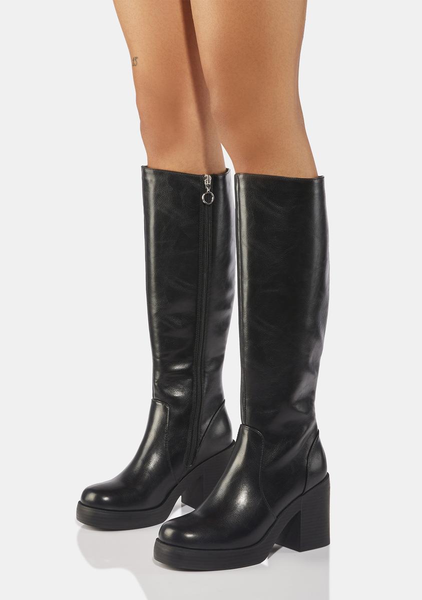 Dirty Laundry Vegan Leather Knee High Chunky Platform Boots Dolls Kill