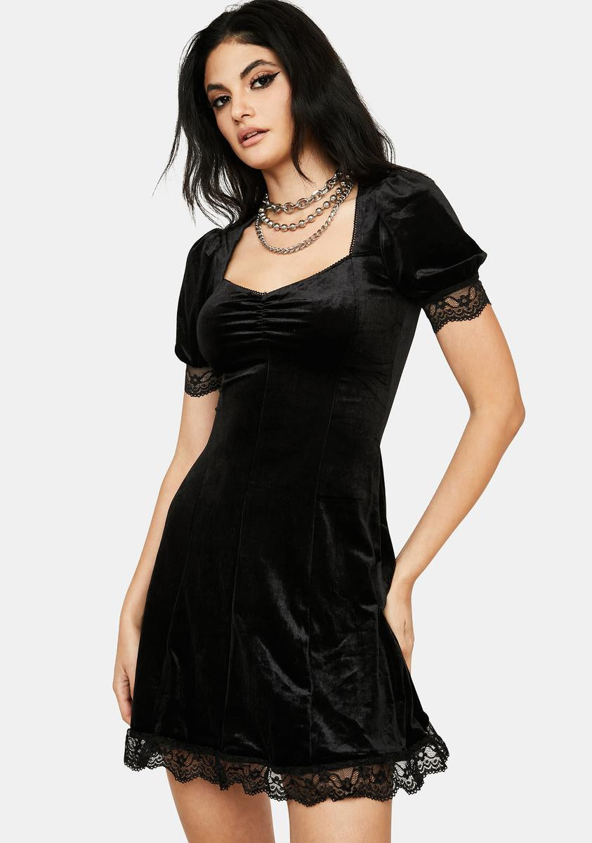 black velvet babydoll dress Velvet Lace Babydoll Dress