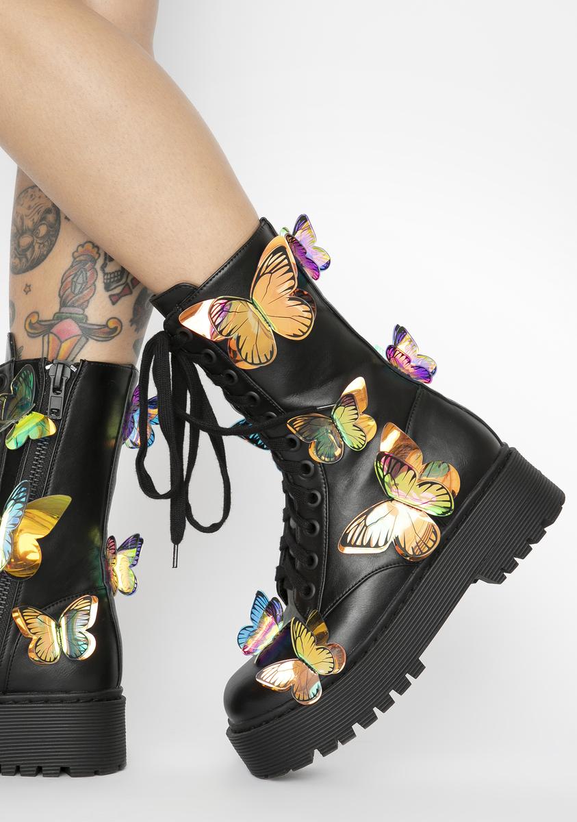 Butterfly Shoes Wing Boots Dolls Kill Metamorphic Glitter Boots