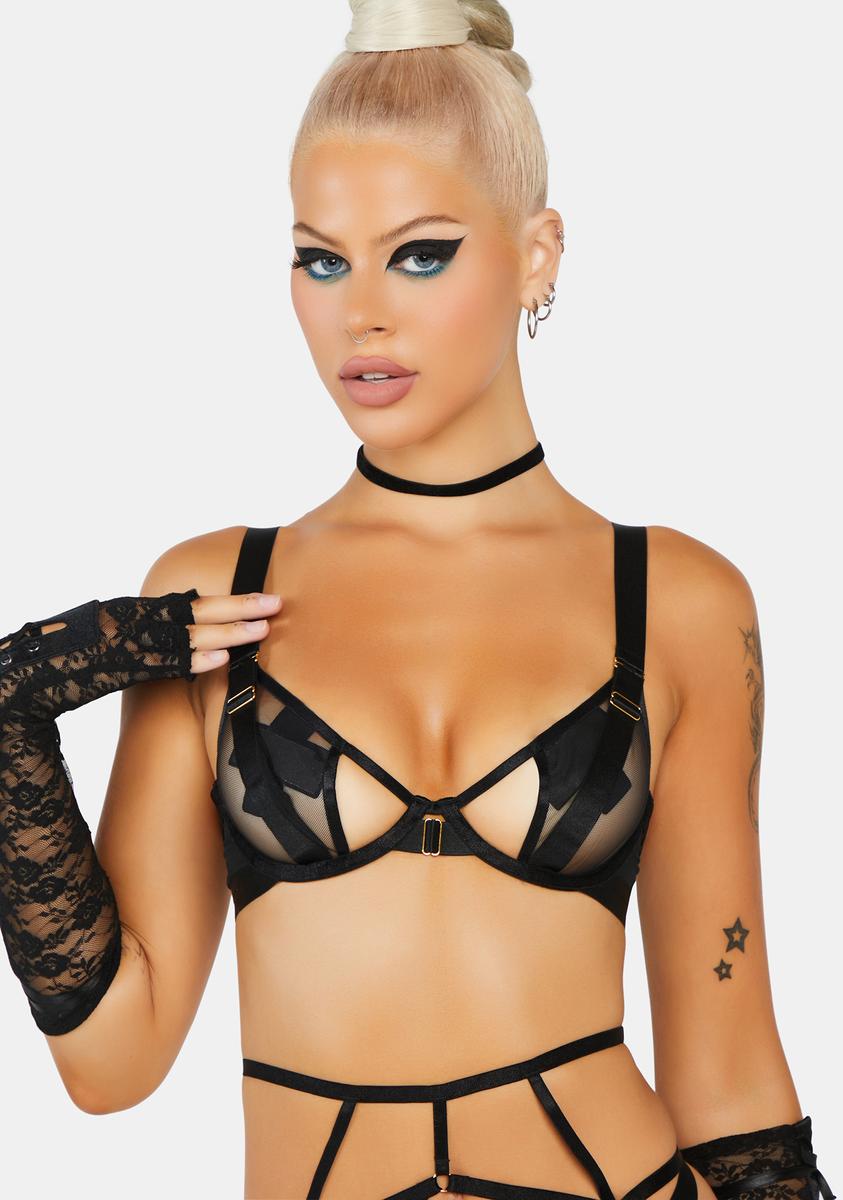 Wolf & Whistle Sheer Mesh Cut Out Bra - Black Dolls Kill Wolf & Whistle Sheer Mesh Cut Out Bra - Black Dolls Kill