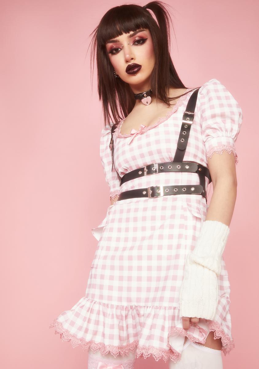 Sugar Thrillz Gingham Babydoll Dress - Pink/White Sugar Thrillz Gingham Babydoll Dress - Pink/White
