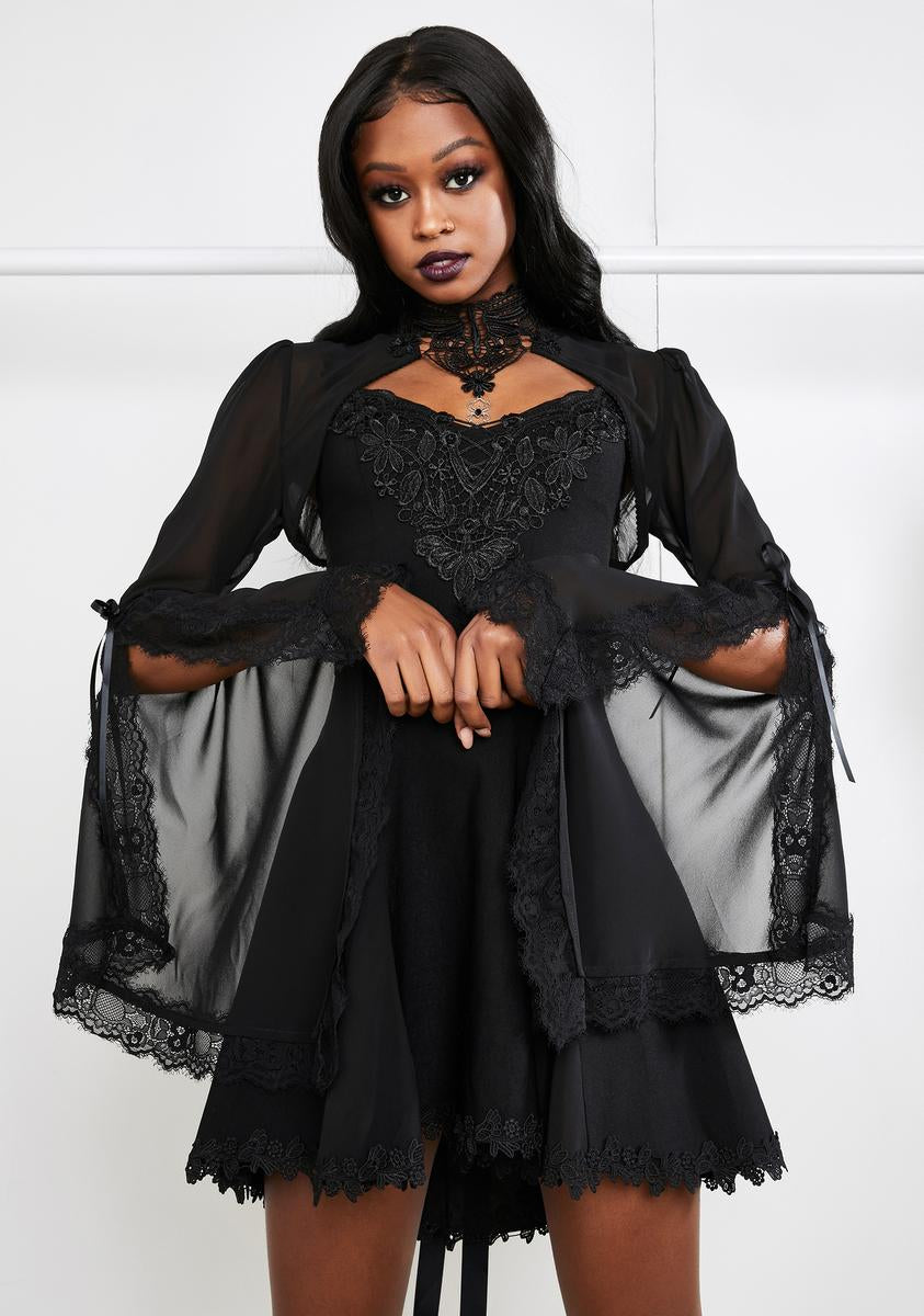 Widow Chiffon Bell Sleeve Shrug