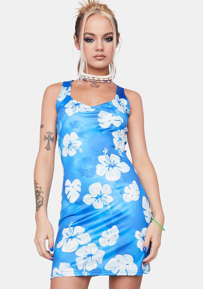 Beach Vacation Floral Print Mini Dress