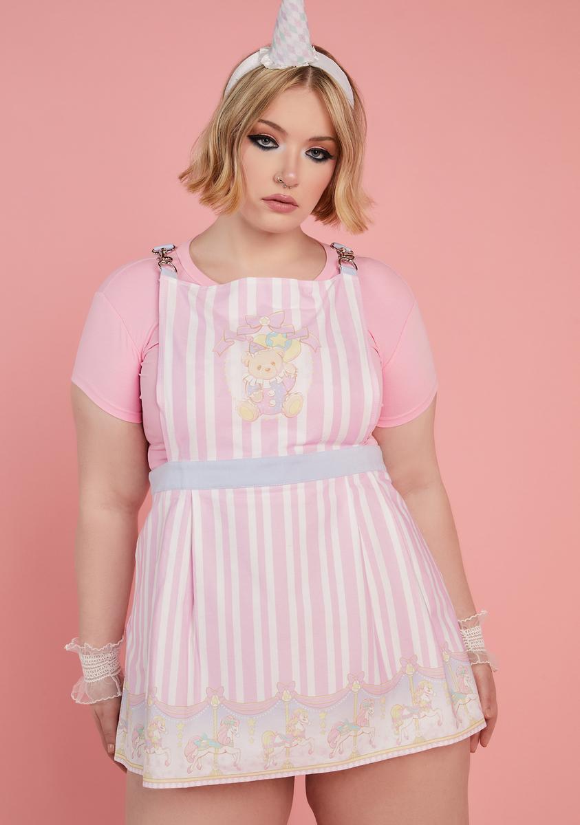 Plus Size Sugar Thrillz Striped Carousel Printed Pinafore Dress