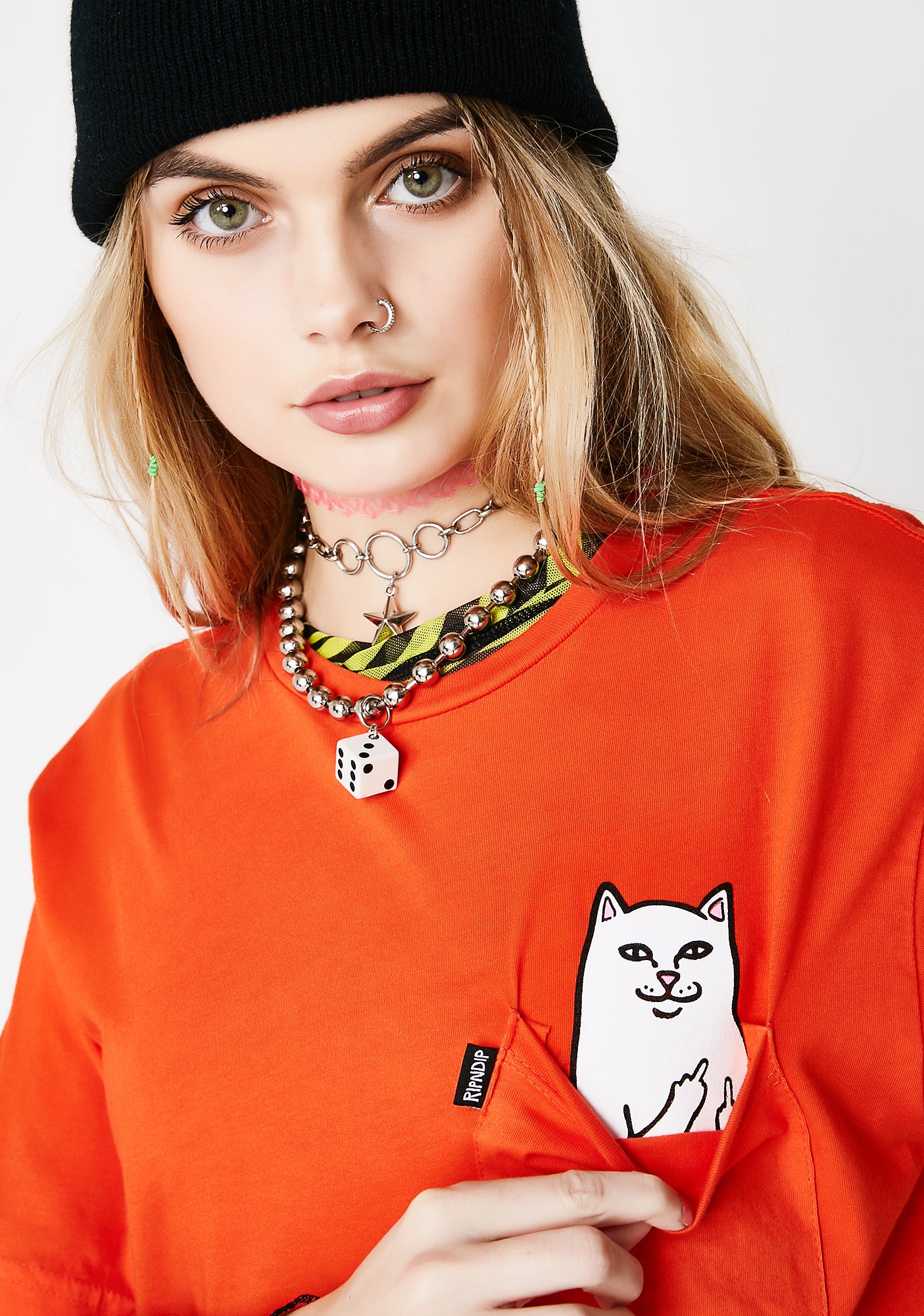 Tangerine Lord Nermal Pocket Tee Dolls Kill