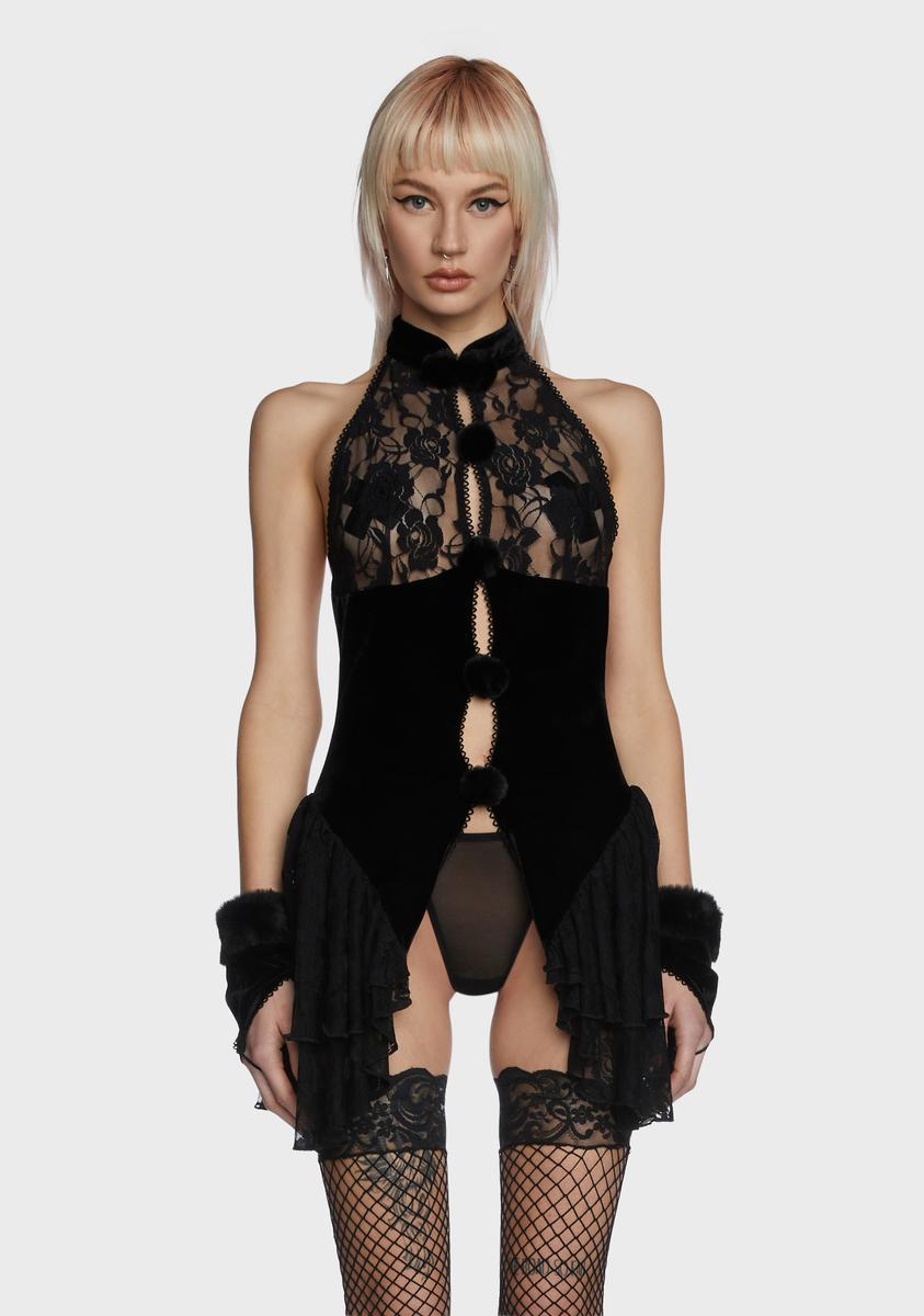 Devil Fashion Velvet Lace Lingerie Se - Black Dolls Kill Devil Fashion Velvet Lace Lingerie Se - Black Dolls Kill