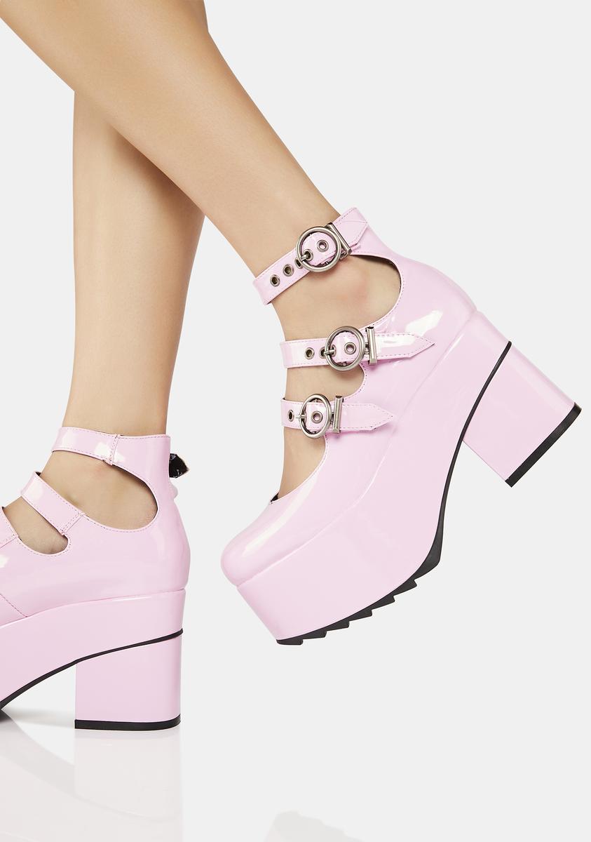 Lamoda Patent Mary Jane Platform Heels Pink – Dolls Kill