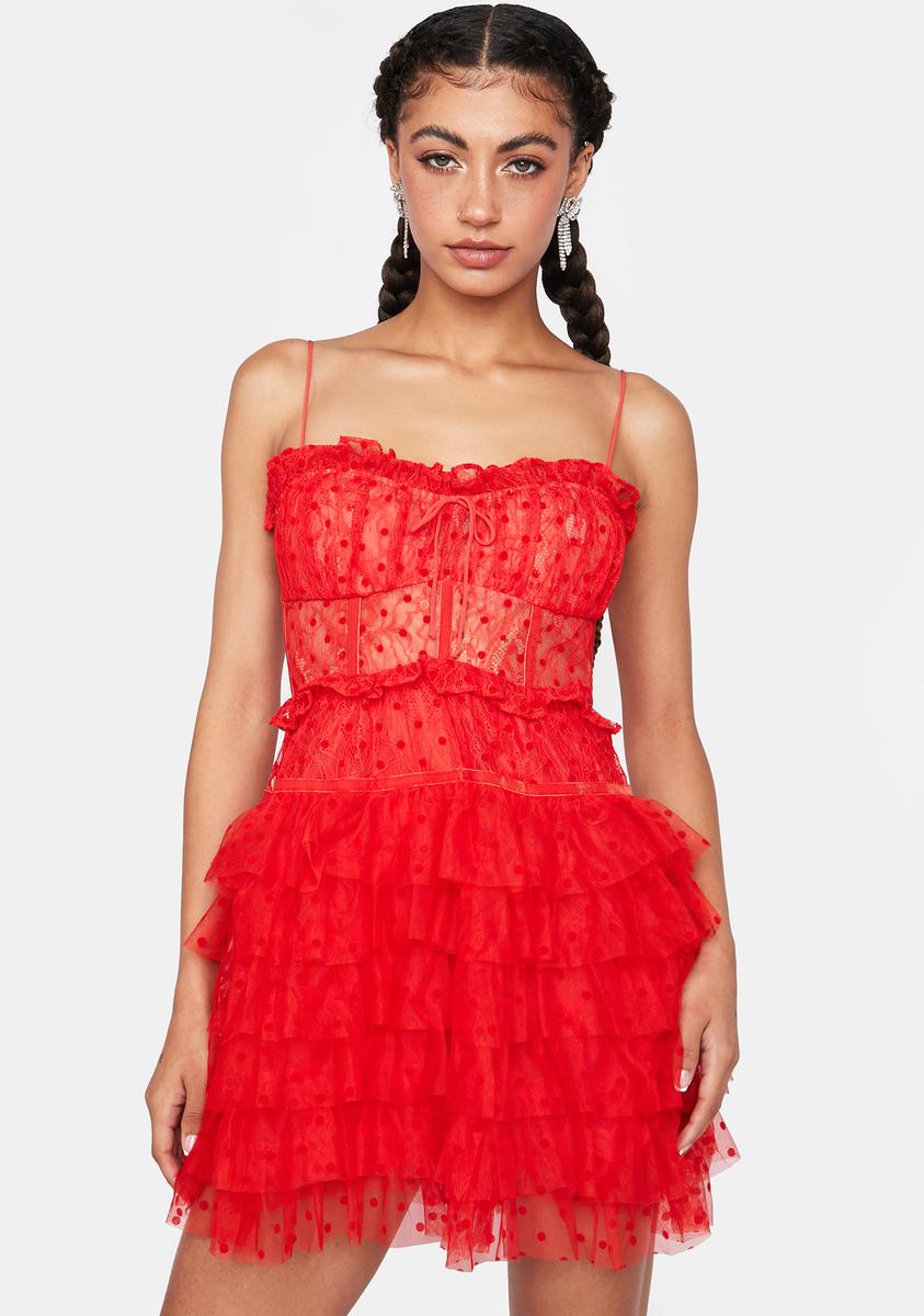 For Love & Lemons Jules Mini Dress - Red Dolls Kill For Love & Lemons Jules Mini Dress - Red Dolls Kill