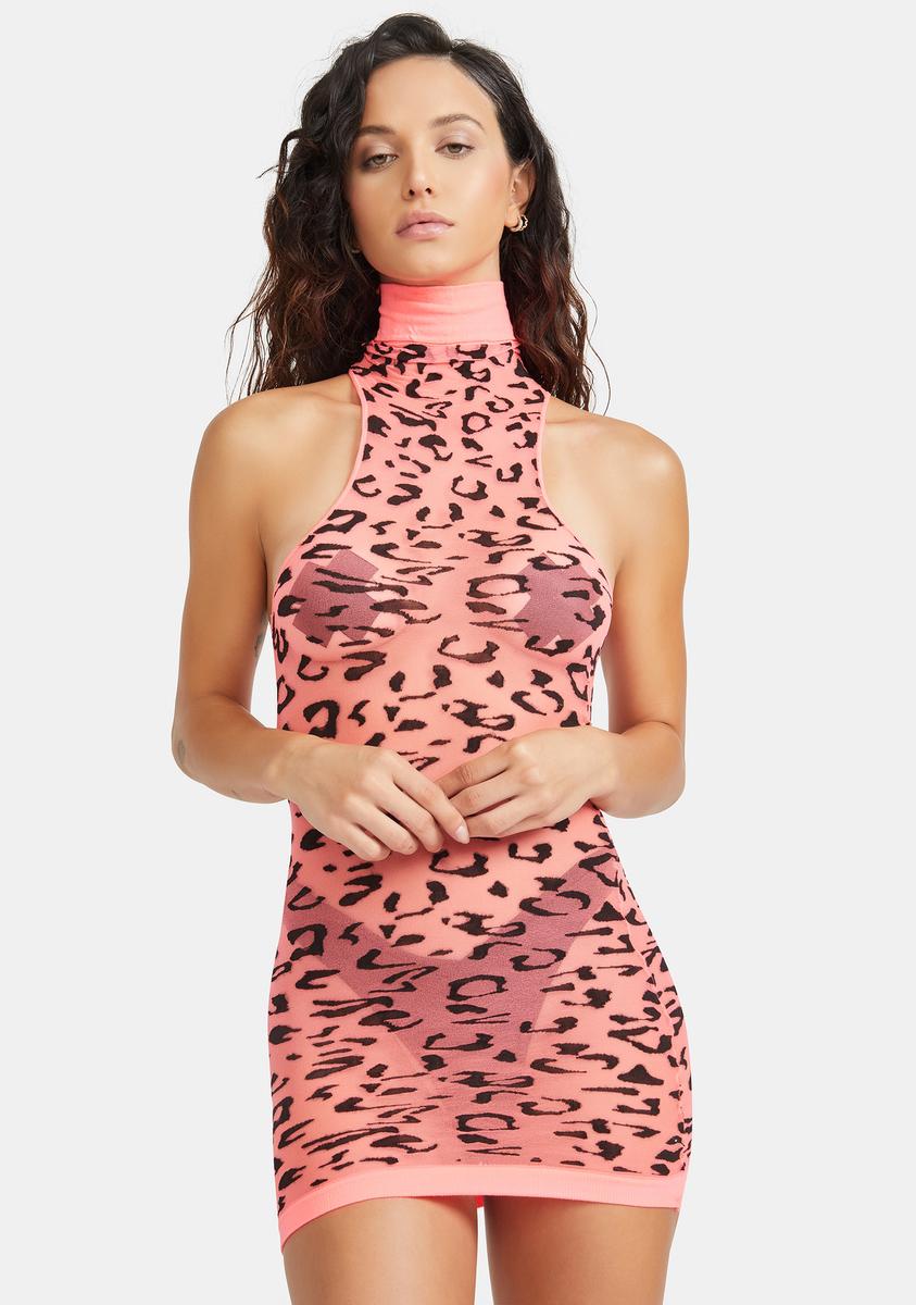 knee length dresses for ladies Neon Coral Striped Short Dress main image 0