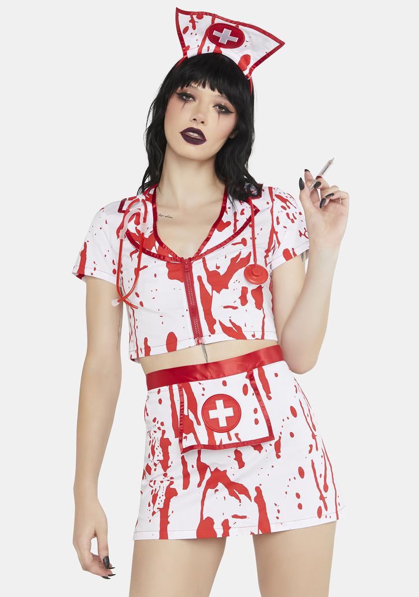 Sexy Womans Halloween Costume Bloody Nurse Costume Set