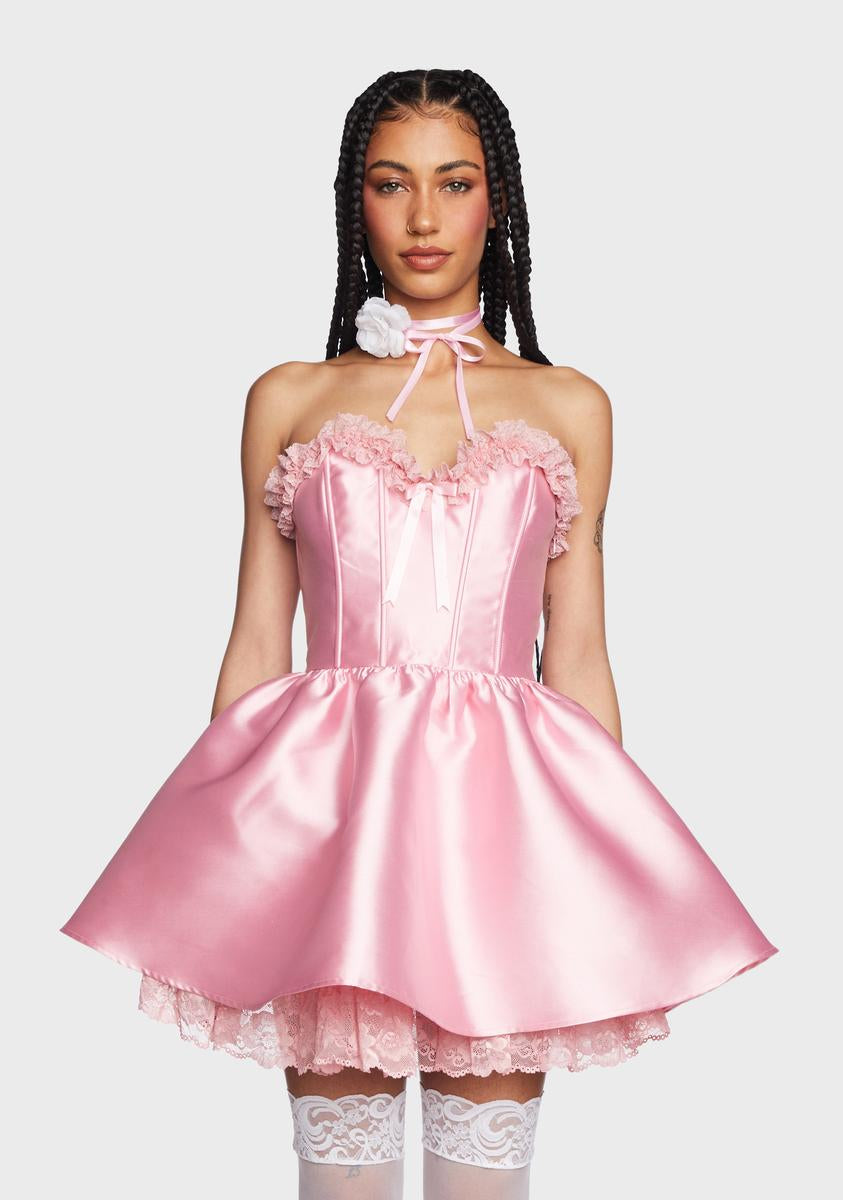 Sugar Thrillz Strapless Taffeta Corset Dress - Pink Dolls Kill Sugar Thrillz Strapless Taffeta Corset Dress - Pink Dolls Kill
