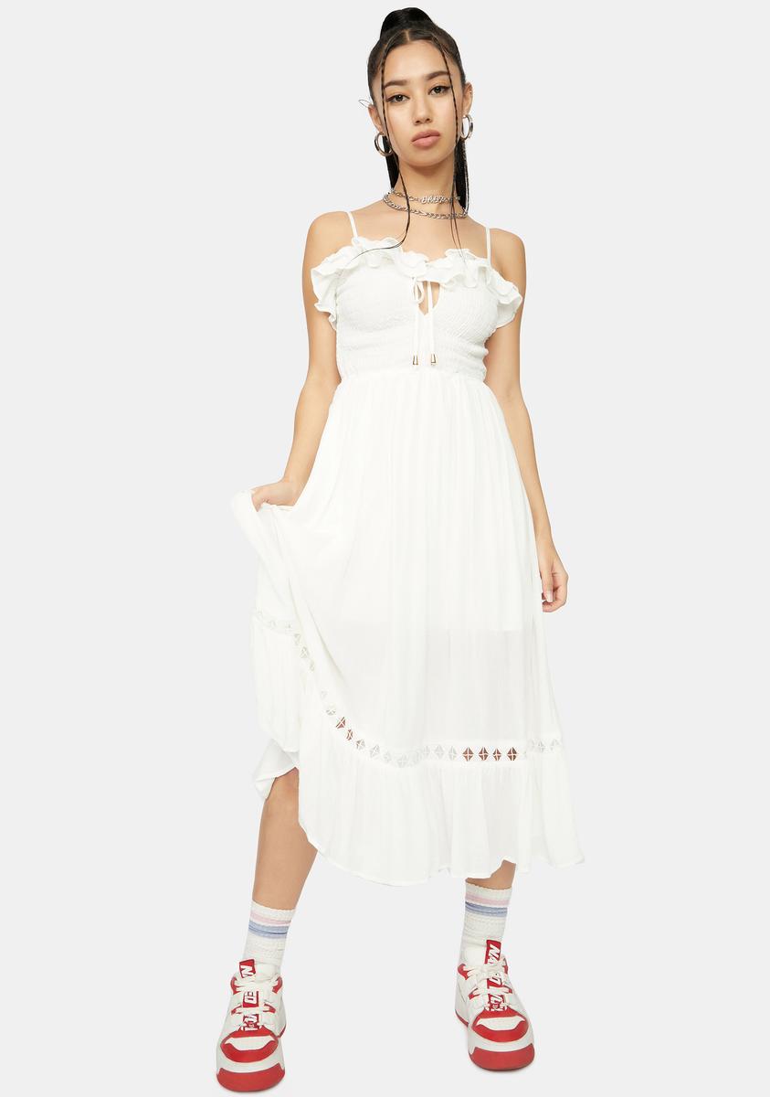 take me away midi dress Front Tie Ruffle Midi Dress