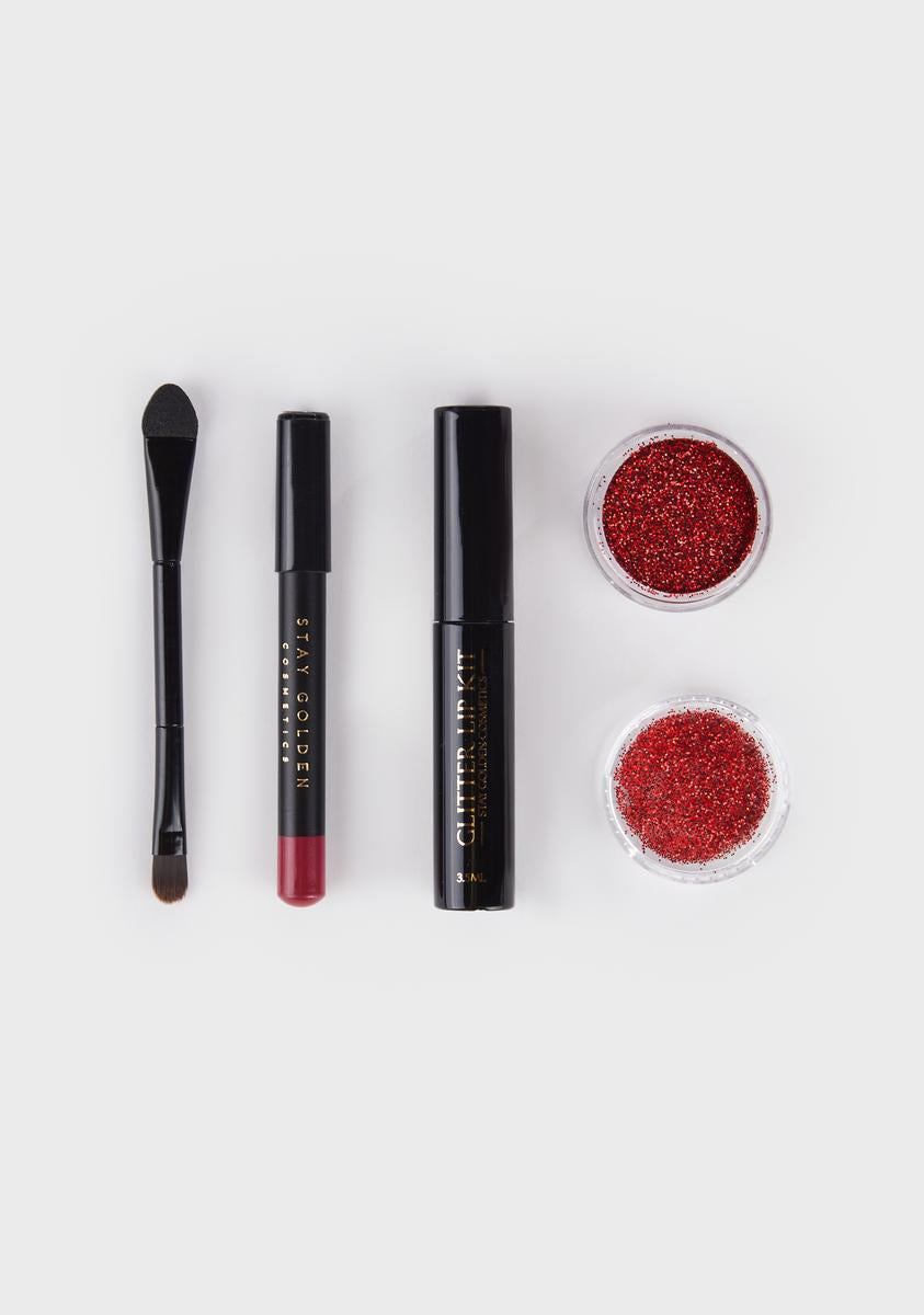 Stay Golden Cosmetics Glitter Lip Kit Red Dolls Kill