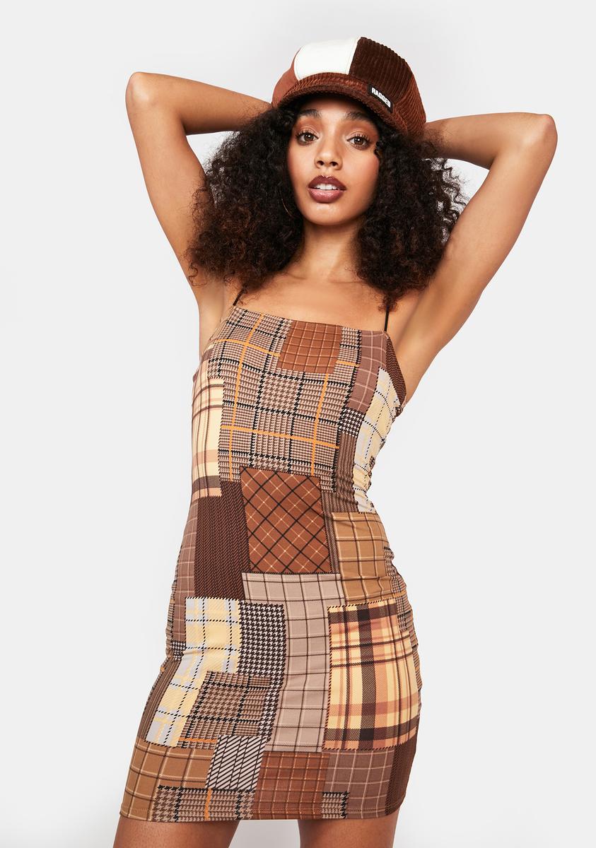 slim fit dress slacks Ajuste Bodycon Dress in Plaid Red – motelrocks-com-us main image 1