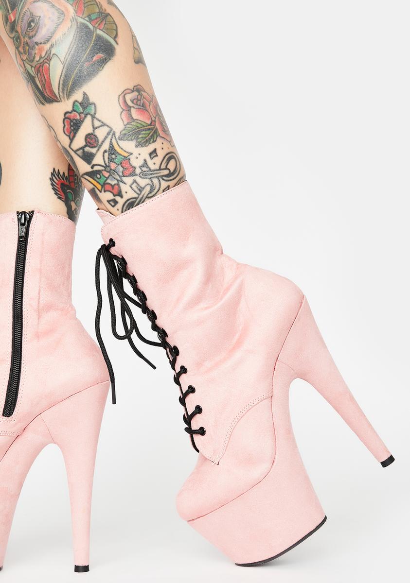 Pleaser Adore 1020FS Platform Stiletto Boots Light Pink Dolls Kill