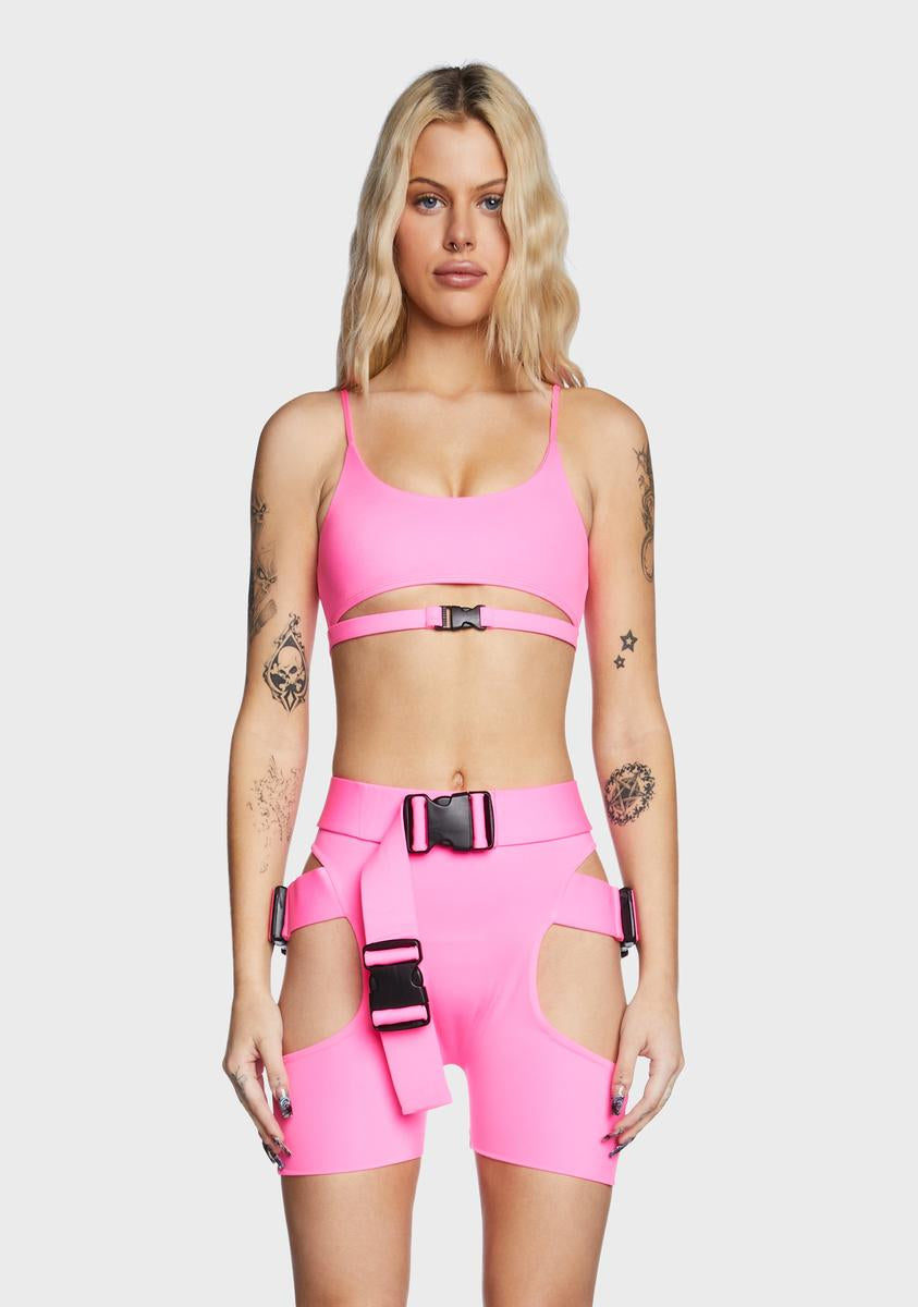 Lipt The Label Buckle Bralette Cami Top - Pink – Dolls Kill