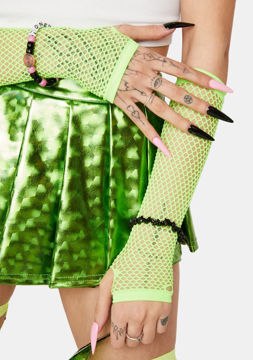 Fingerless Gloves Neon Green Dolls Kill