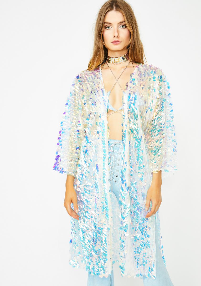 Club Exx Aqua Glimmer Goddess Sequin Kimono – Dolls Kill