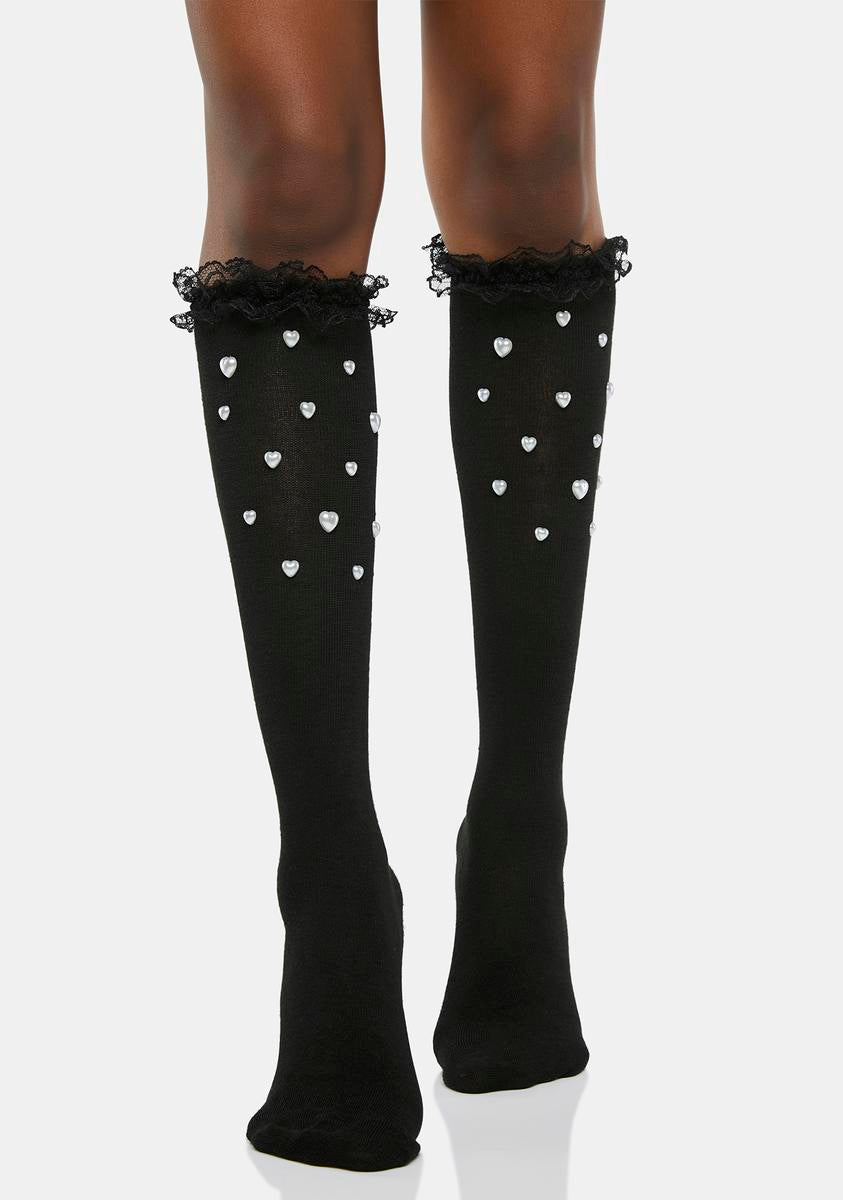 Hype The Detail Socks Hearts 20d - Black/Rose main image 1