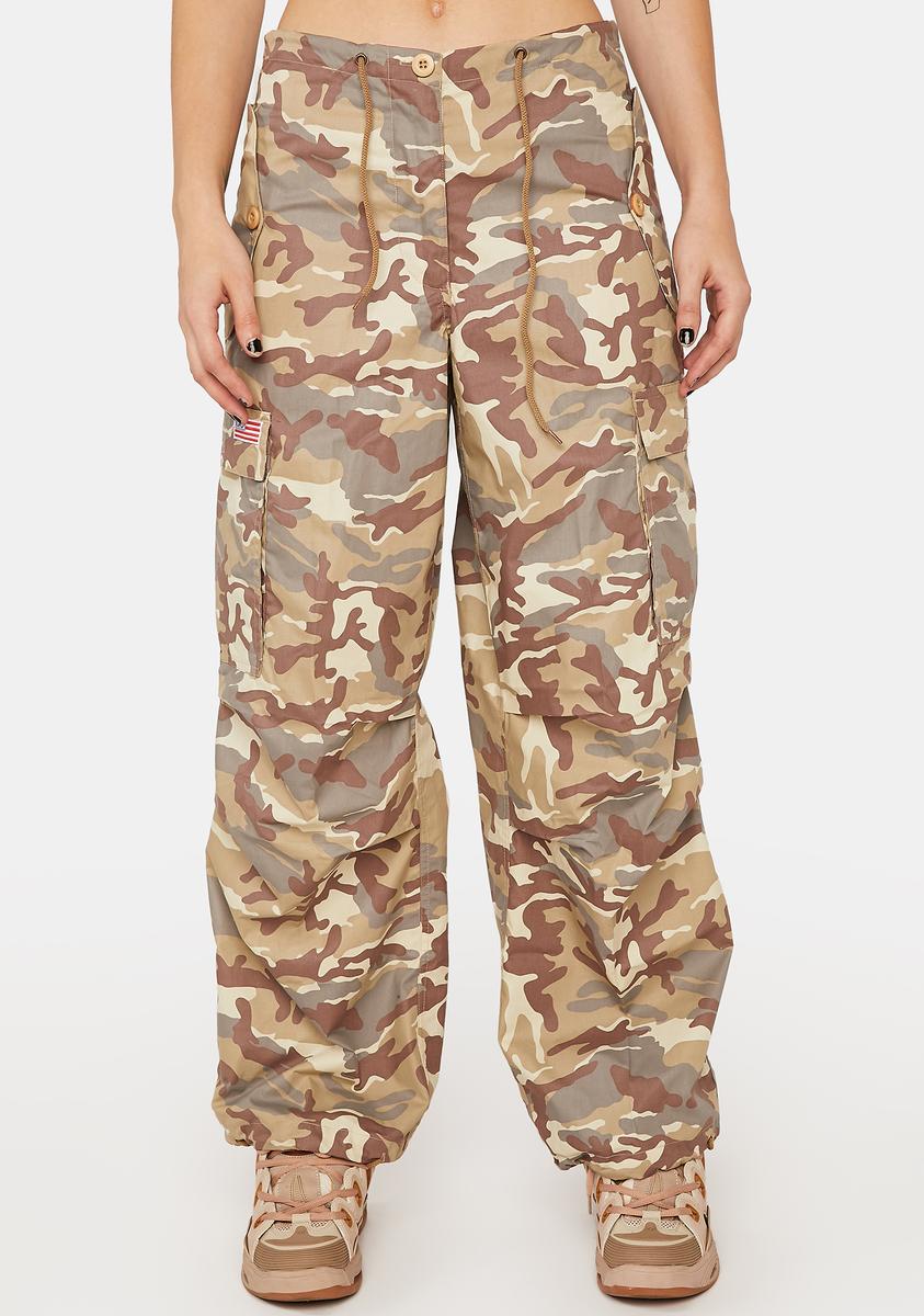 UFO Contemporary Low Rise Camo Print Pants - Pink