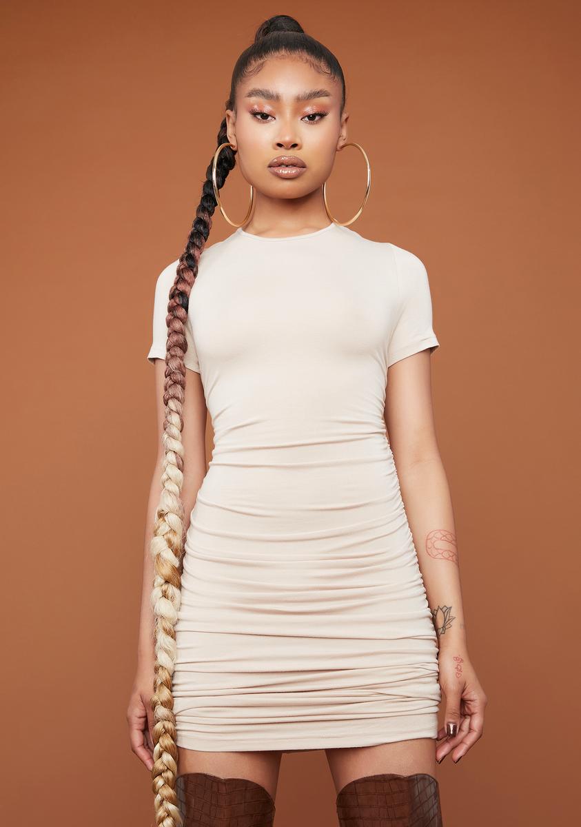 Side Ruched Short Sleeve Mini Dress