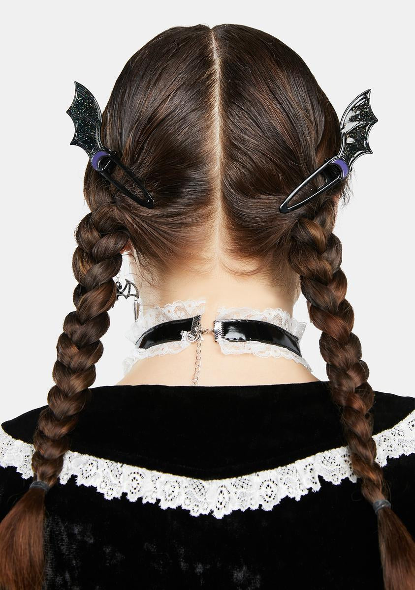 Bat Hair Clips Black