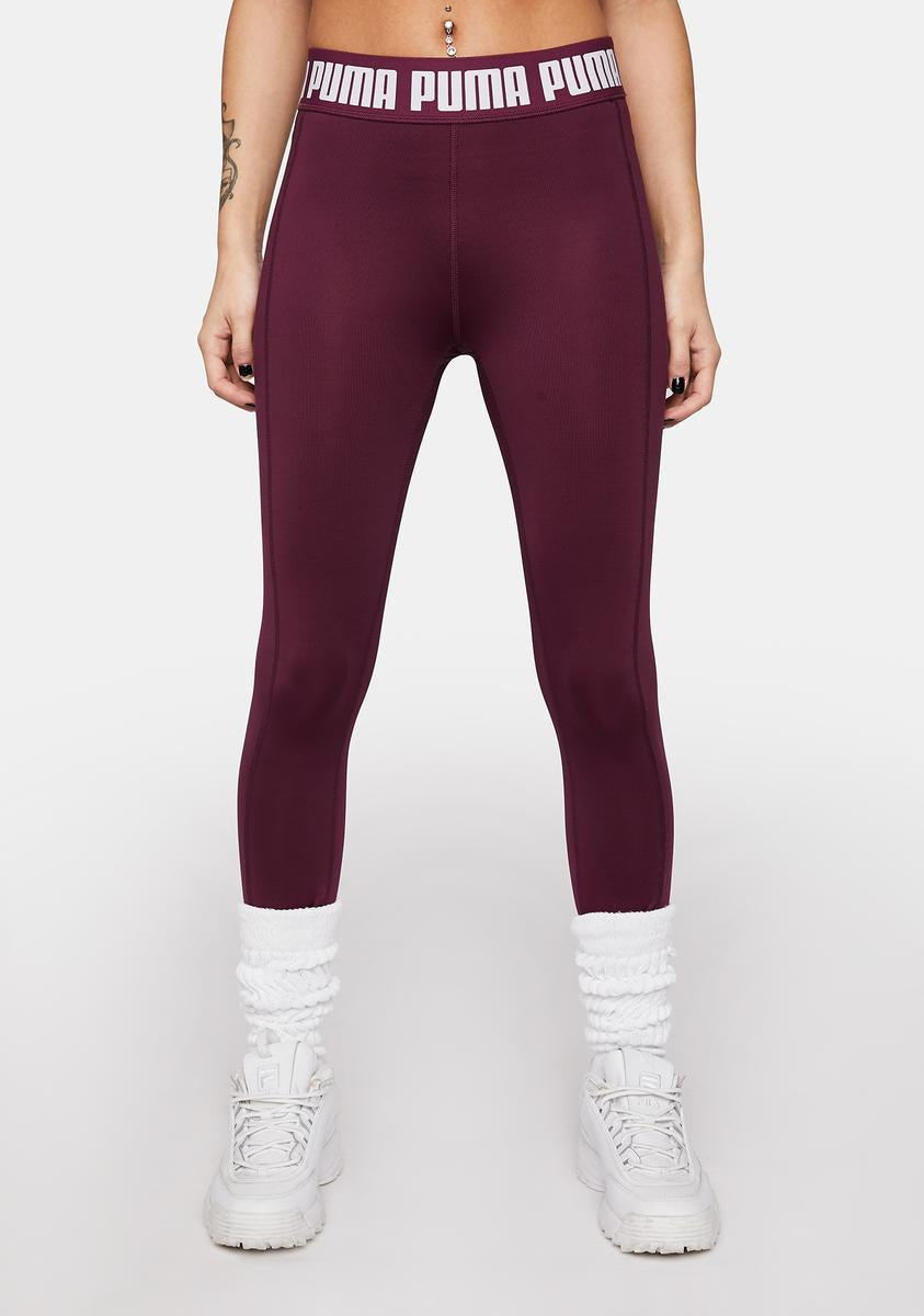 Puma Branded High Waist Legging Dark Purple Grape Wine Dolls Kill