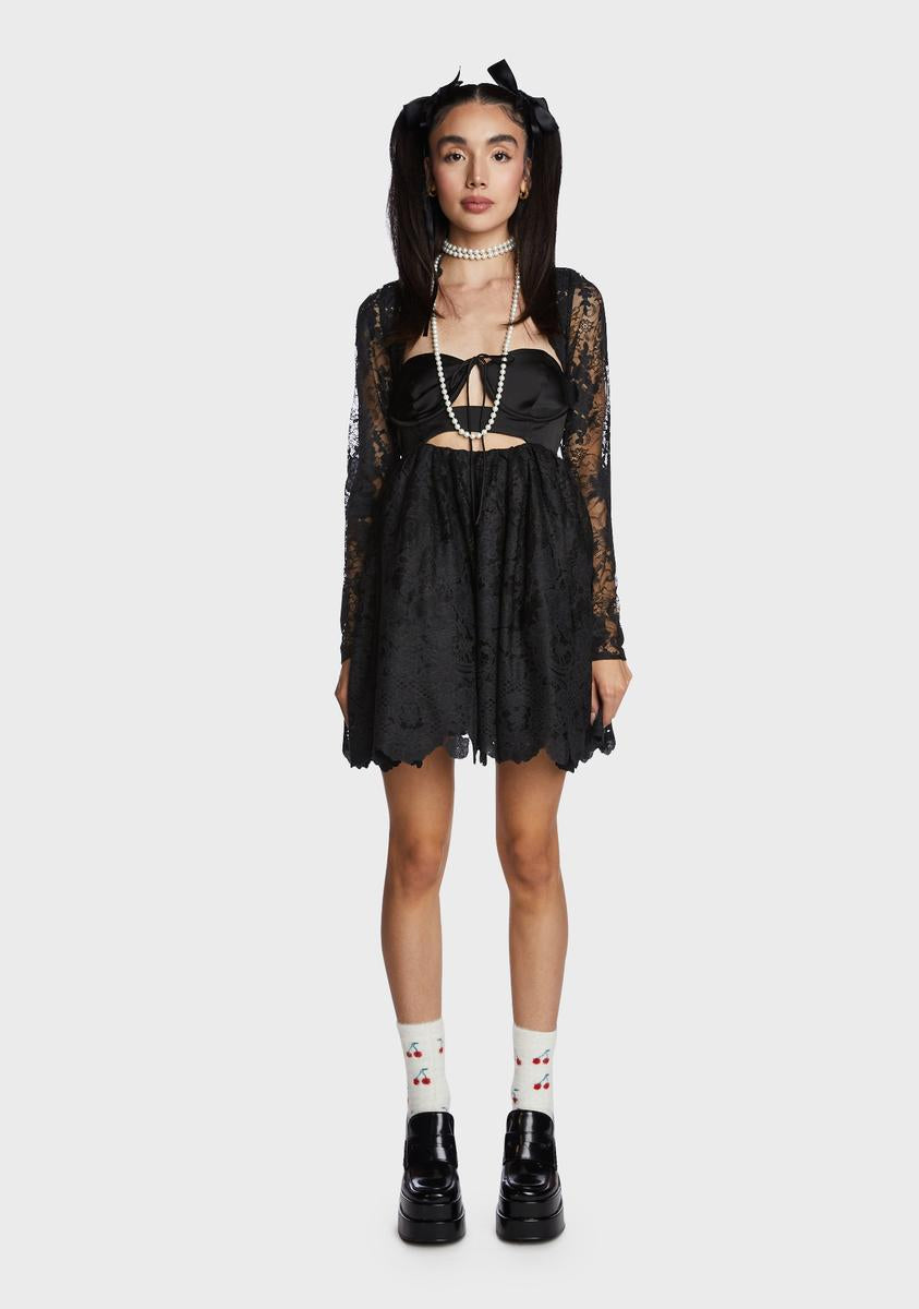For Love & Lemons Lace Satin Bolero Mini Dress