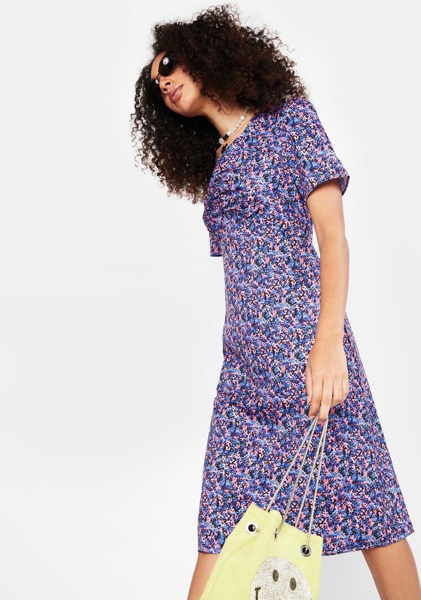 Ruched Puff Sleeve Midi Dress Ruched Puff Sleeve Midi Dress
