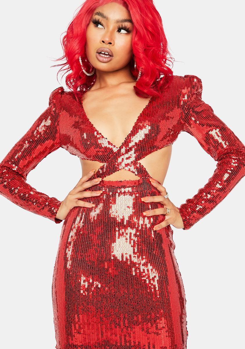 fire sequin dress Sequin Cut Out Mini Dress