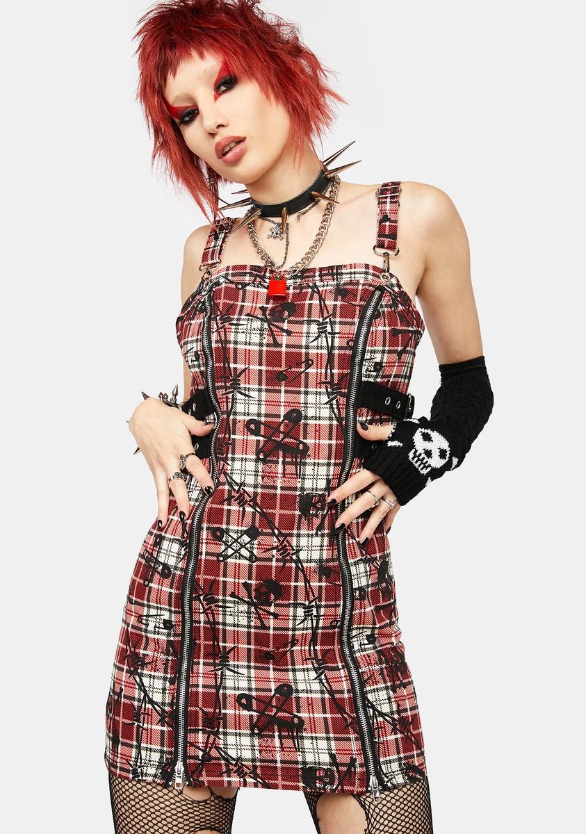 Current Mood Plaid Graphic Zipper Mini Dress
