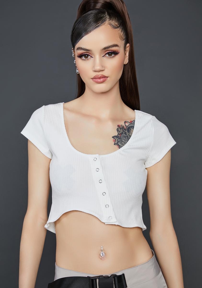 Poster Grl Asymmetric Crop Top - White – Dolls Kill