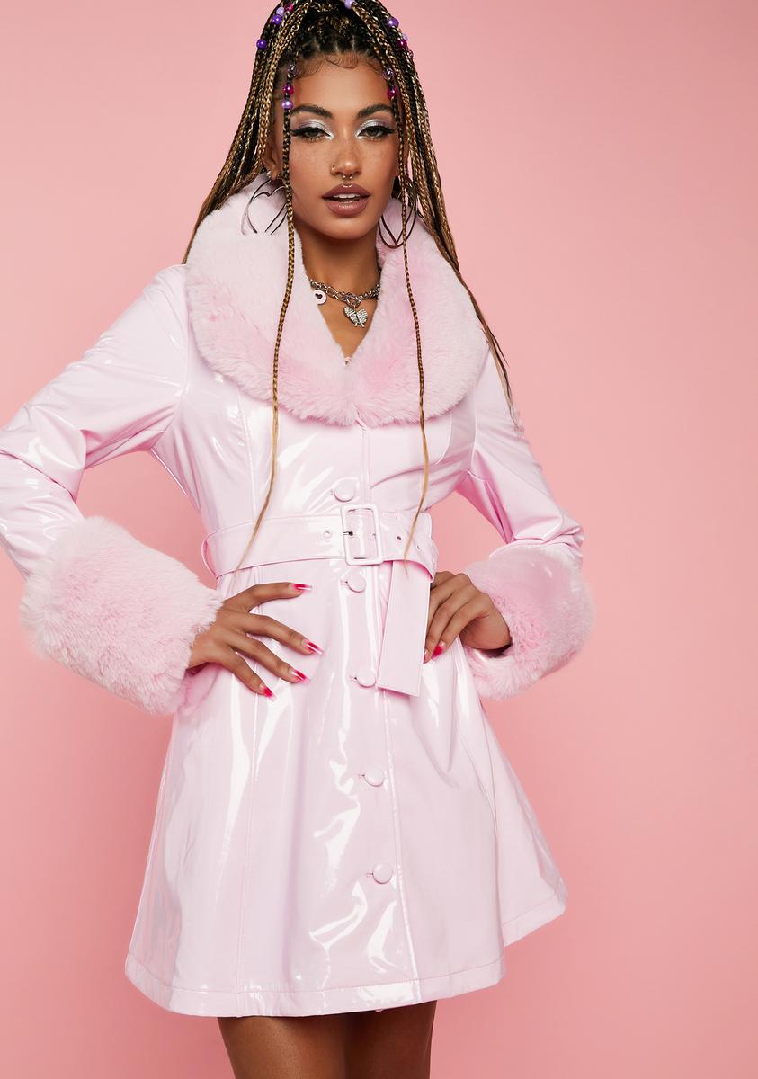 Sugar Thrillz Patent Vegan Leather Faux Fur Jacket - Light Pink – Dolls Kill