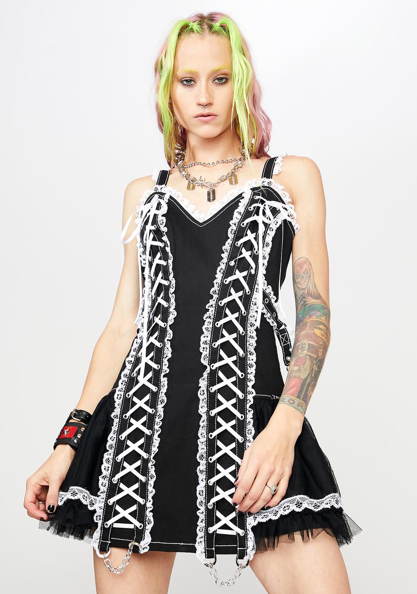 dolls kill white lace dress Widow Gothic Lace Bustier Sleeveless Maxi Dress