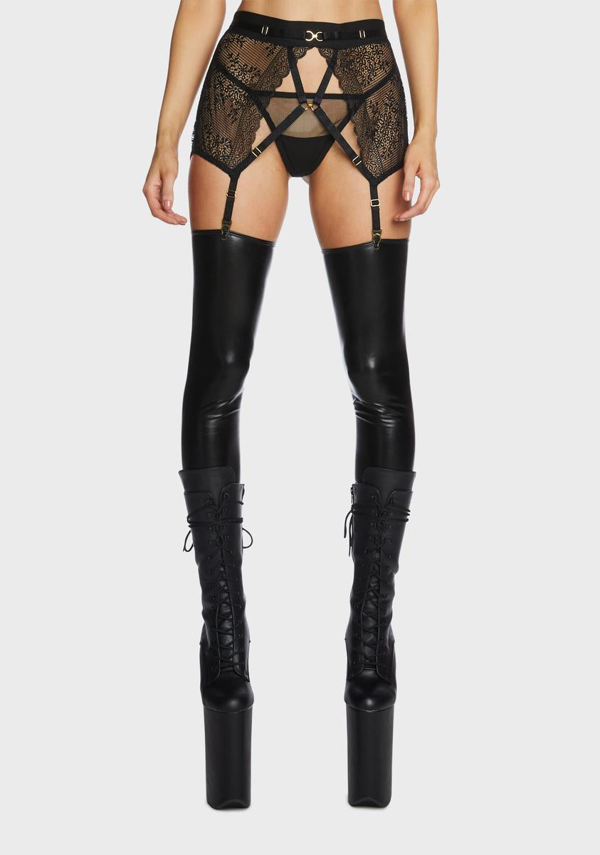 Mesh Lace Garter Belt Thong Set