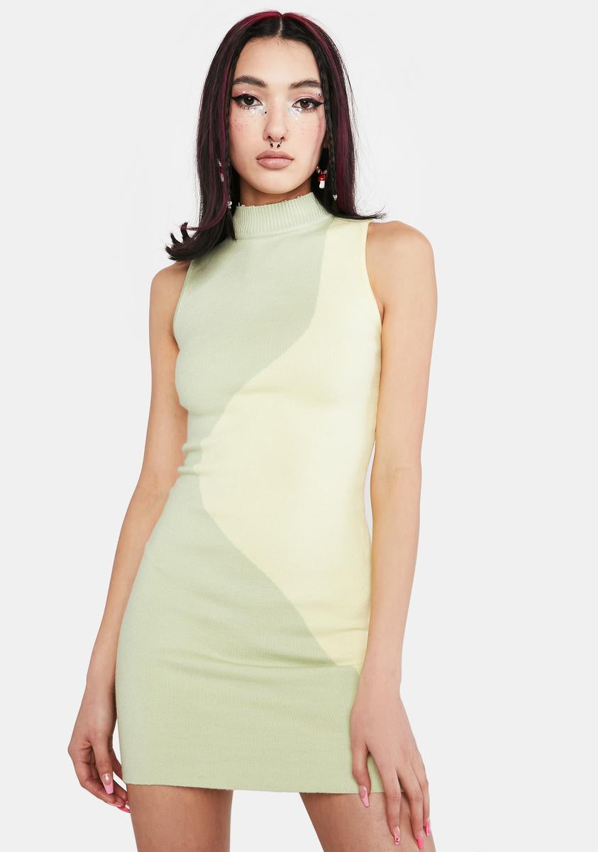 Peppermayo Two Tone Wave Knit Mini Dress