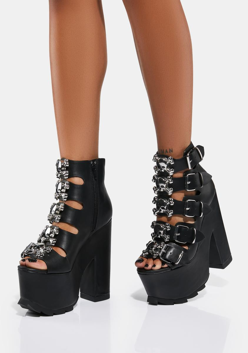 Dreamscape Skull Platform Heels Black – Dolls Kill