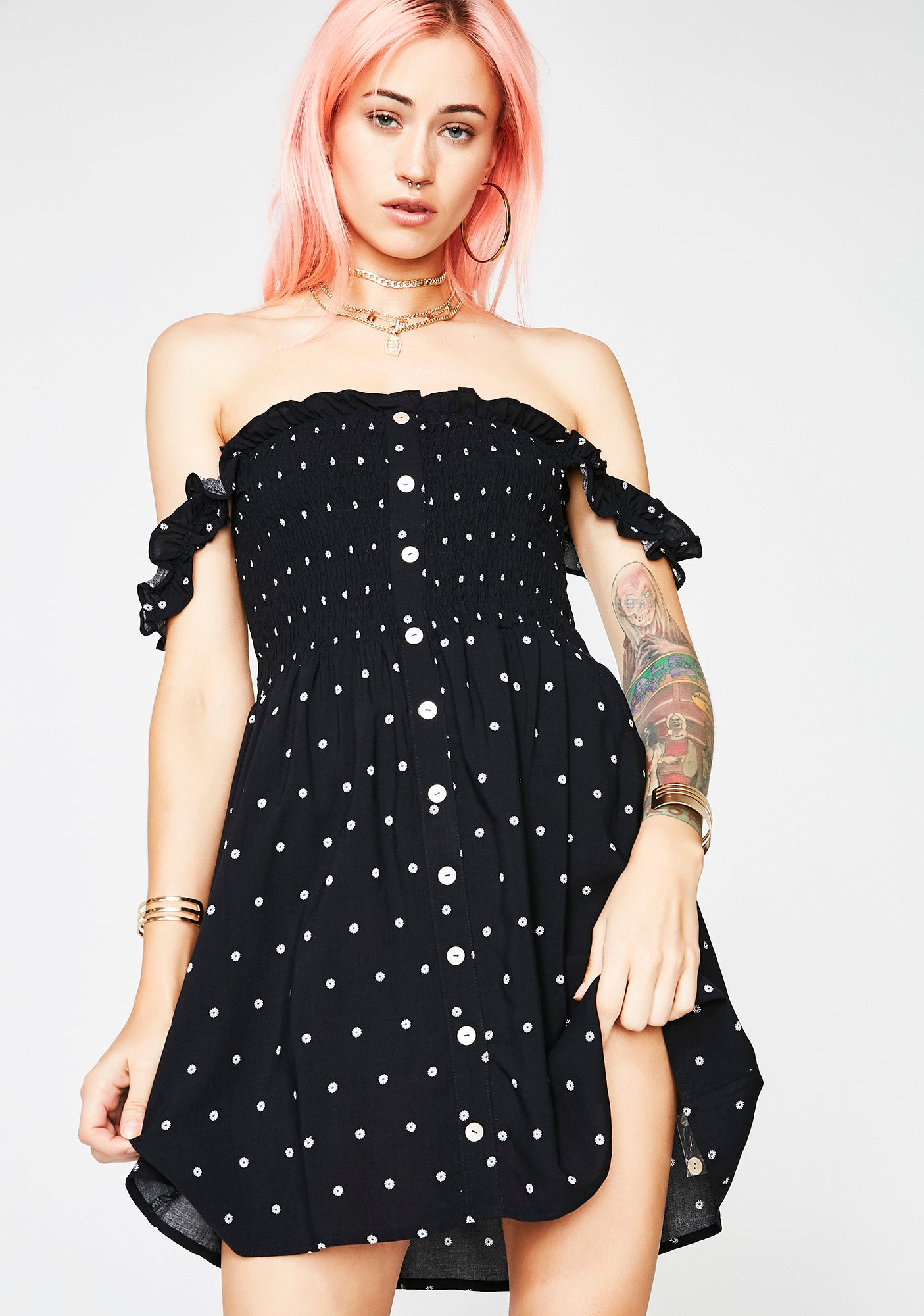 Polka Dot Mini Ruched Dress – Dolls Kill
