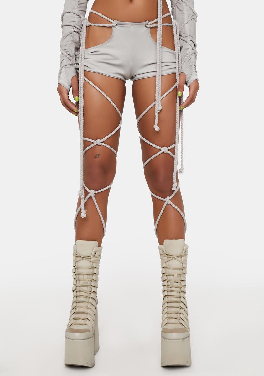 Darker Wavs Rope Lace Up Low Rise Shorts - Off White – Dolls Kill