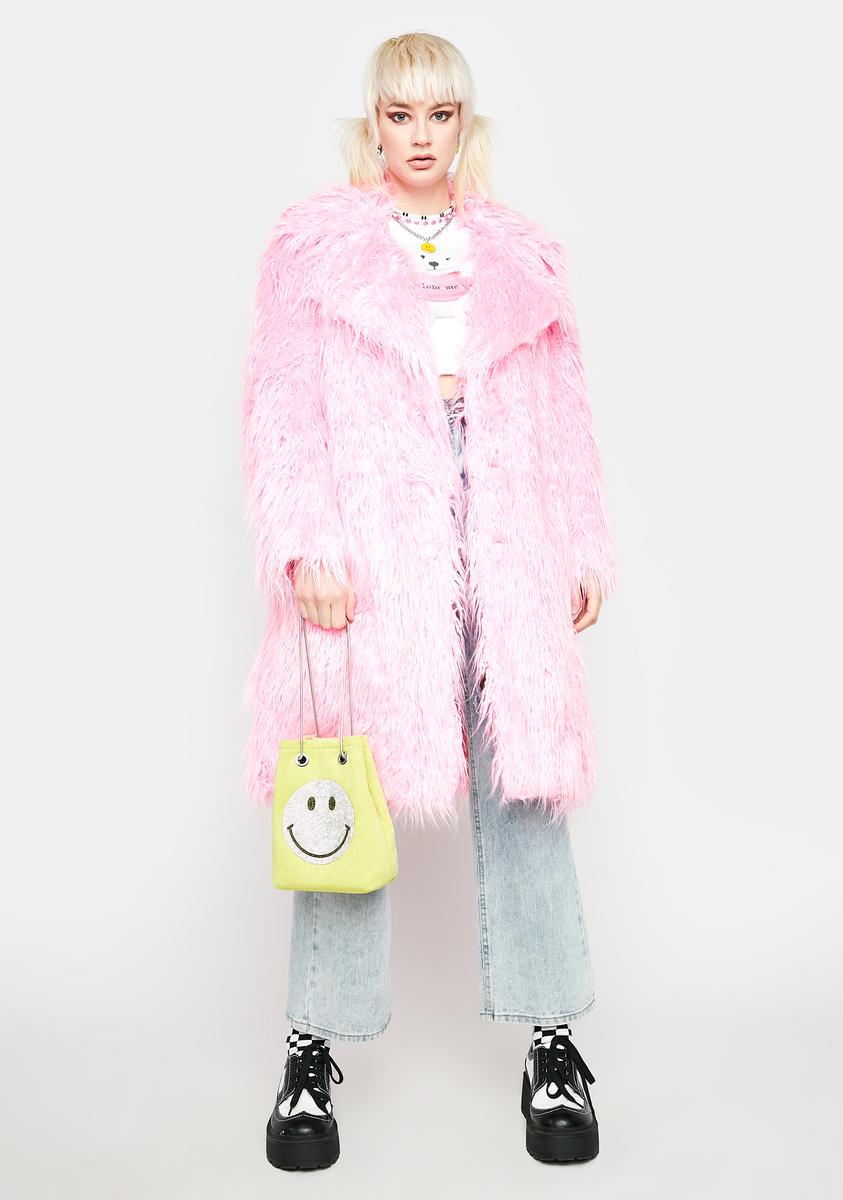 Gorgeous Vintage Y2K Faux Fur Trim Pink Coat | eBay