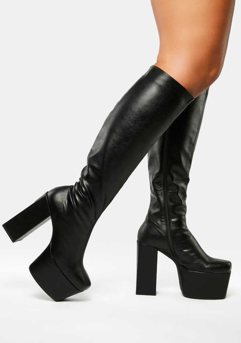 Platform Boots Black Boots Calf Length Lamoda Boots Calf High
