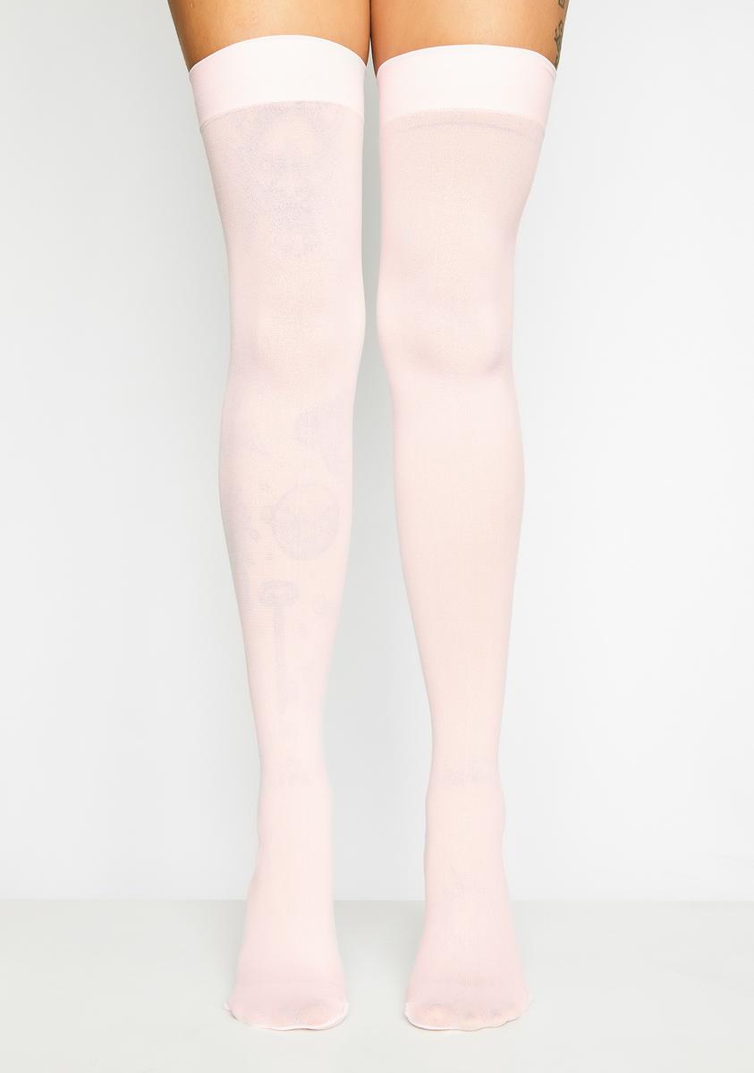 Pale Pink Opaque Thigh Highs Dolls Kill