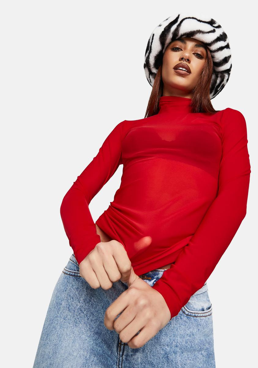 Kiki Riki Red Mesh Long Sleeve Turtleneck Dolls Kill