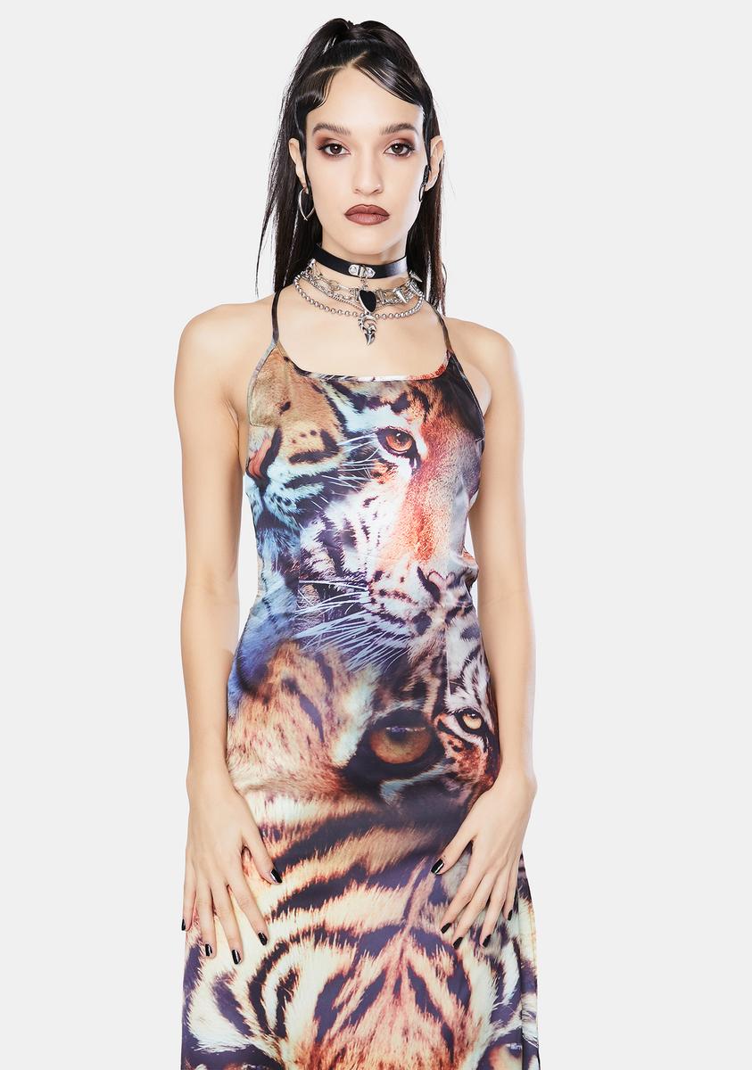 tiger satin dress Lennon Zipslip Dress All Over Tiger