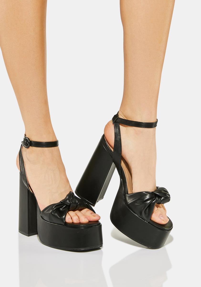 Koi Footwear Knotted Chunky Platform Heels Black – Dolls Kill