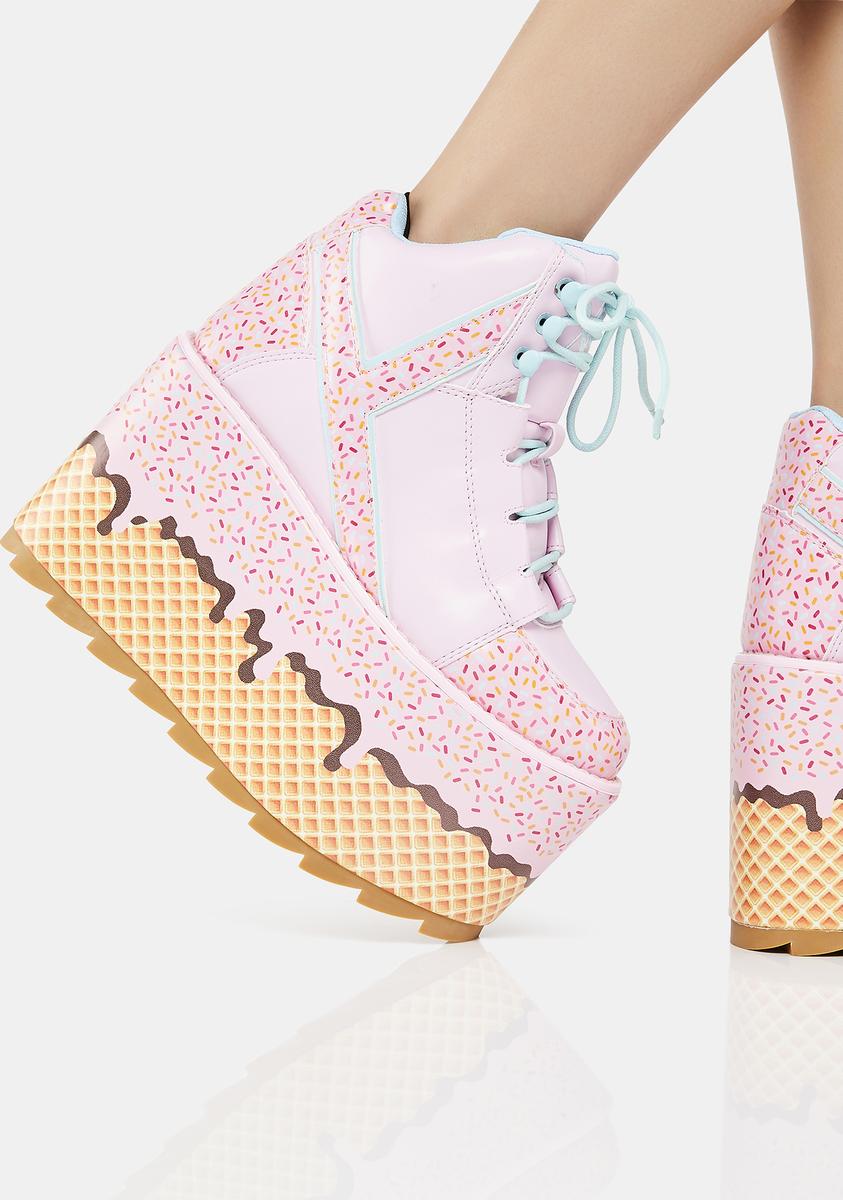 YRU Ice Cream Print Platform Sneakers Pink – Dolls Kill