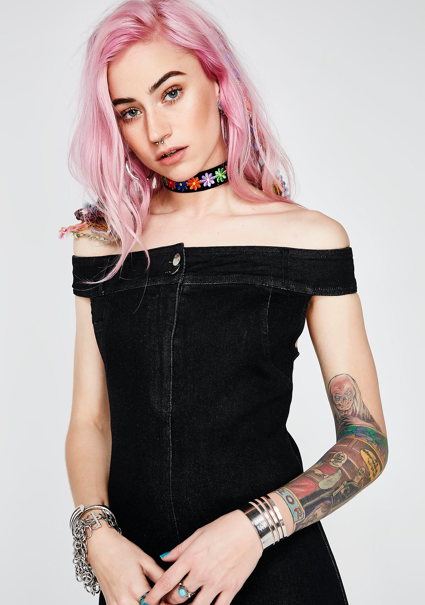 dolls kill denim dress Denim Corset Mini Dress
